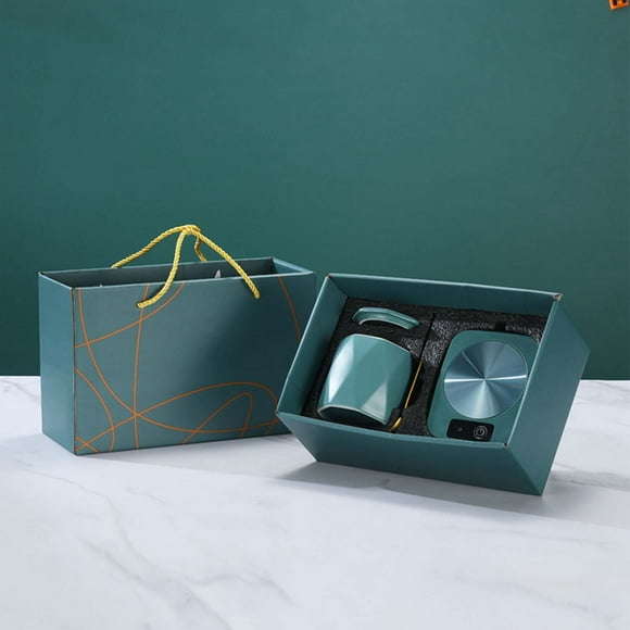 Thermostatic Cup Gift Box Heated Thermal Insulation Ceramic Cup Creative Gift Mug 131°F Warm Cup Gift Box Set American Model