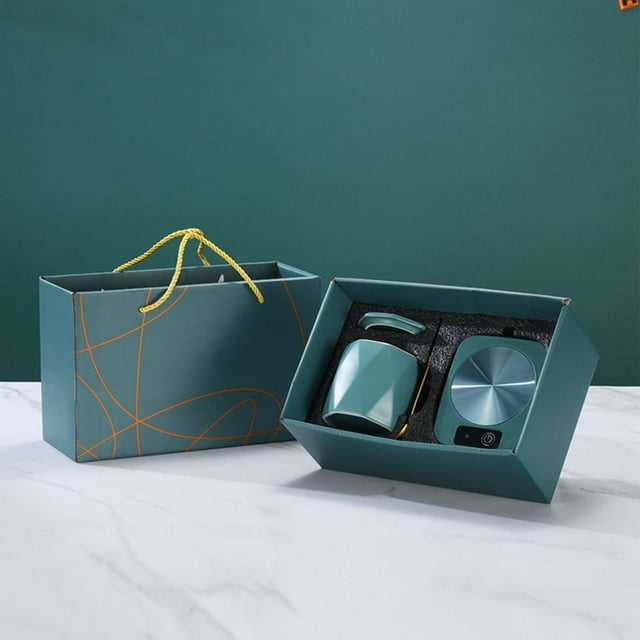 Thermostatic Cup Gift Box Heated Thermal Insulation Ceramic Cup Creative Gift Mug 131°F Warm Cup Gift Box Set American Model