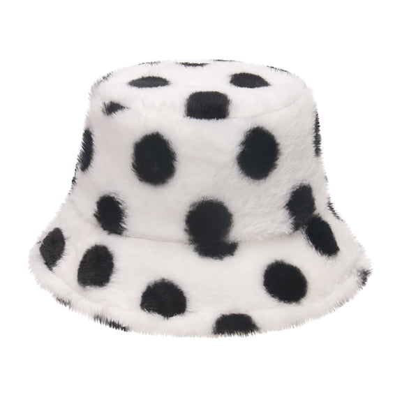 Dyfzdhu Women Tie-Dye Plus Velvet Thick Windproof Fisherman Hat Warm Bucket Hat White