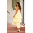 thumbnail image 6 of Women Summer Strapless Maxi Dress Ruffle Tiered Solid Backless Smocked Elegant Flowy Beach Long Dresses Yellow M, 6 of 8