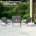 thumbnail image 5 of Ataucjin 4-Piece Outdoor Patio Furniture Conversation Set with Loveseat, 2 Textilene Fabric Chairs & Glass Coffee Table for Backyard, Balcony, Lawn, Porch, 5 of 8