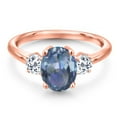 thumbnail image 3 of Gem Stone King 18K Rose Gold Plated Silver Cassiopeia Mystic Topaz and White Topaz Engagement Ring for Women | 2.66 Cttw | Oval 9X7MM | Gemstone November Birthstone | Size 5, 3 of 6