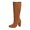 Brown, variant on Black Womens Elegant Chunky Heel Mid Calf Boots Round Toe Thick Sole Long Booties For Autumn Winter