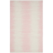 SAFAVIEH Cotton Kilim Kilim Chevron Cotton Area Rug, Light Pink/Ivory, 4' x 6'