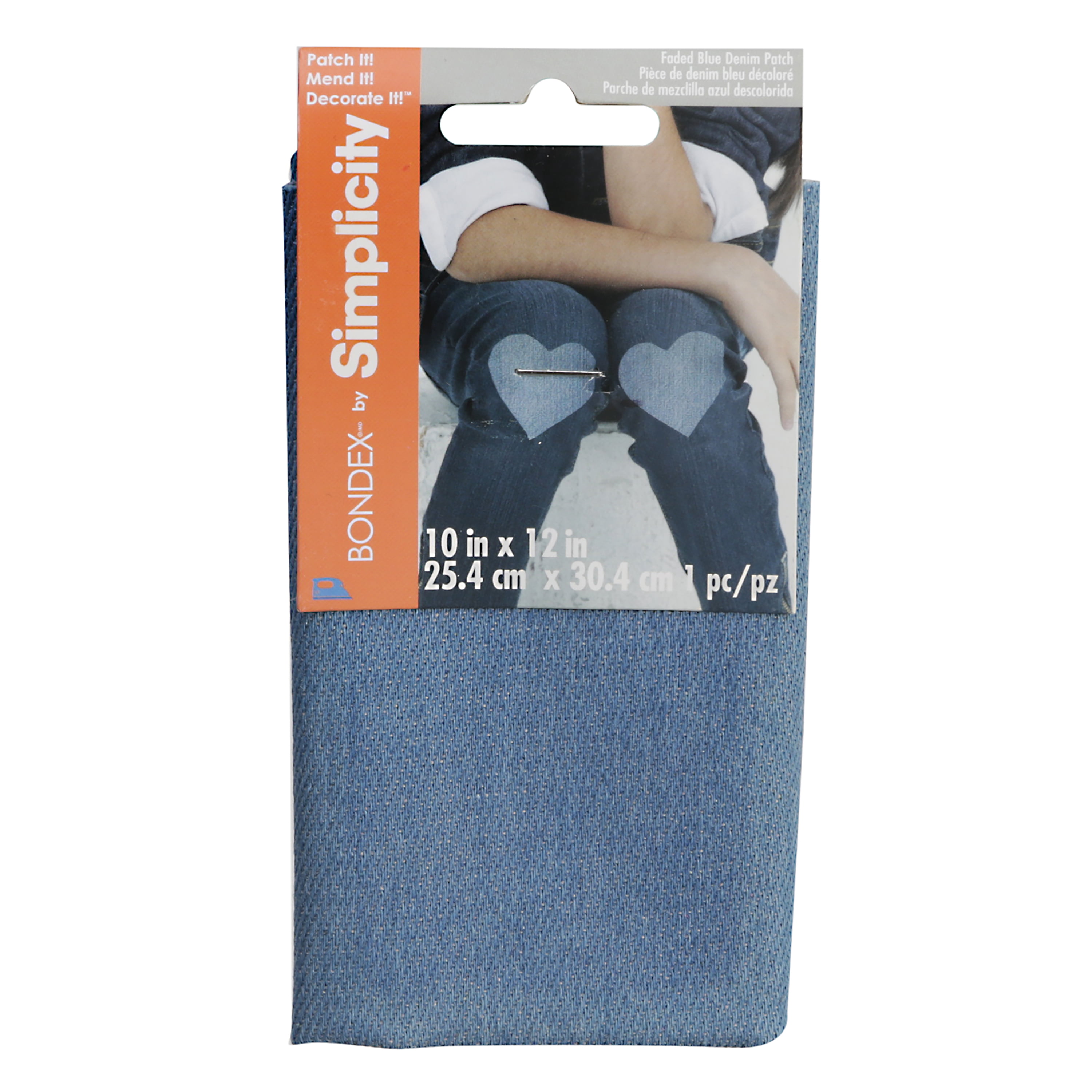 (3 pack) Bondex Fabric Iron-on Patches, Light Worn Denim 10"x12" Iron-On Patch used to mend rips and holes on denim apparel, 1 Piece
