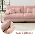 thumbnail image 5 of Cloud Couch Sleeper Sofa for Living Room, Chenille 2 Seater sofa with 2 Lumbar Pillows and 2 Throw Pillows, Upholstered Wide Arm Sofa with 2 Ottomans (Pink), 5 of 11