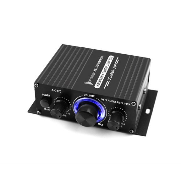 Moobody Amplifier AK170 12V Audio Receiver AMP 20W 20W Bass Treble Volume Control for Car Home Use