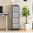 thumbnail image 4 of STANI Metal Vertical File Cabinet with Lock，Narrow Filing Cabinets Hanging Files Letter/Legal/A4 Size, Metal Storage Cabinet for Home Office, Assembly Required (Black Grey, 4-Drawer), 4 of 7