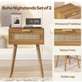 thumbnail image 6 of LAZZO Set of 2 Bedroom Nightstands Wooden Night Stands with Rattan Weaving Drawer Home Bedside End Table for Bedroom Storage, 6 of 9