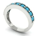 thumbnail image 2 of 0.81 ctw Wedding Band for Women - 18K White Gold Simulated Turquoise Stackable Eternity Ring, 2 of 6