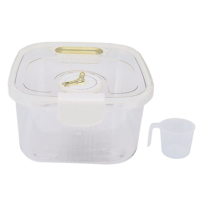 Airtight Rice Container Stackable Transparent Rice Bucket with Date for Grain Flour Snacks Sugar S 5kg/11.0lb White