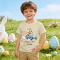 thumbnail image 2 of Boys' Girls' Easter Personalized Cartoon Rabbit Print Short Sleeve T Shirt Top Beige 2Y-3Y, 2 of 7
