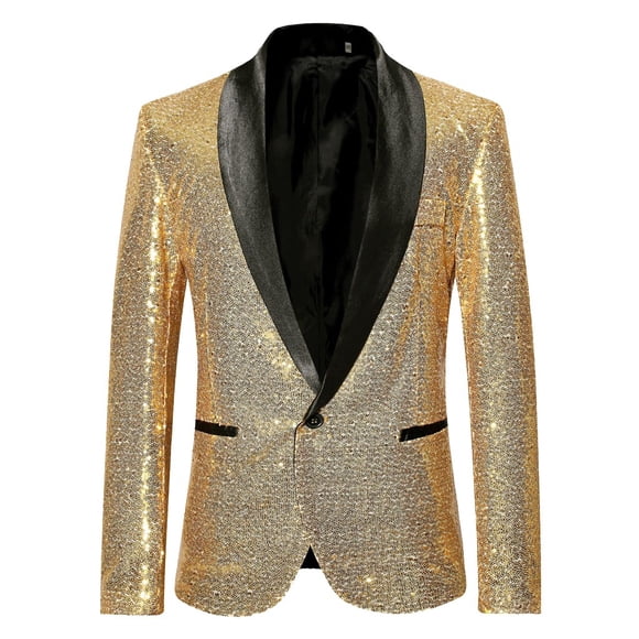 MSJUHEG Blazer Mens Suit Mens Winter Coats Round Neckline Long Sleeve Men Stylish Solid Suit Blazer Business Wedding Party Outwear Jacket Tops Blouse Womens Blazer Gold Xl