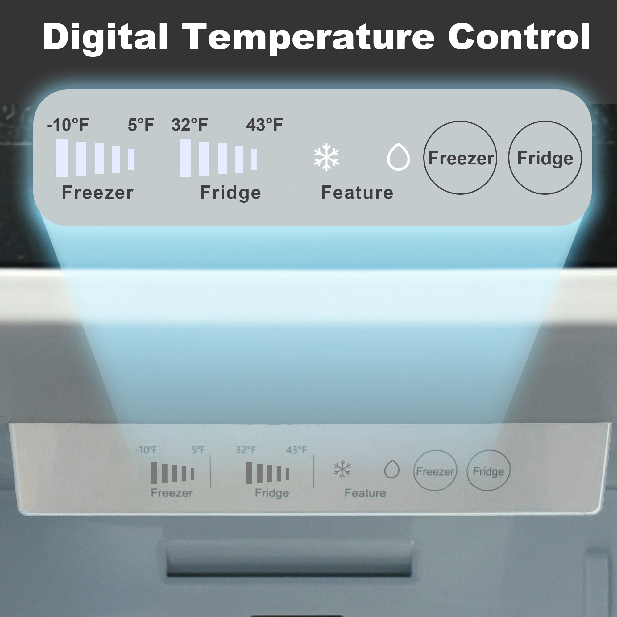iceBlue 15.6 Cu. Ft. Black Stainless Steel Side-by-Side Refrigerator - Independent Left Freezer & Right Fridge Temperature Control