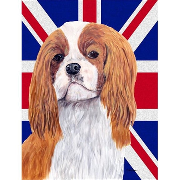 Cavalier Spaniel With English Union Jack British Flag Flag Canvas House Size