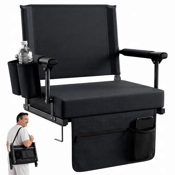 Sekey Stadium Seats with Back Support,Portable Bleacher Chairs with Cup Holder and Shoulder Strap