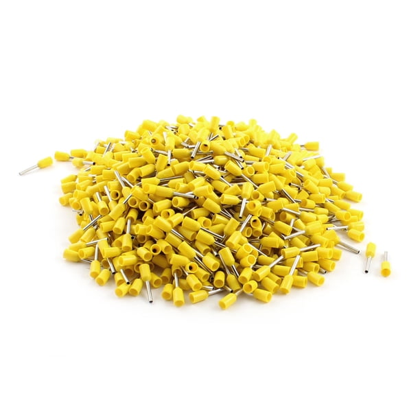 1000Pcs E0508 22AWG Terminales de cable aislados de plástico en forma de tubo amarillos