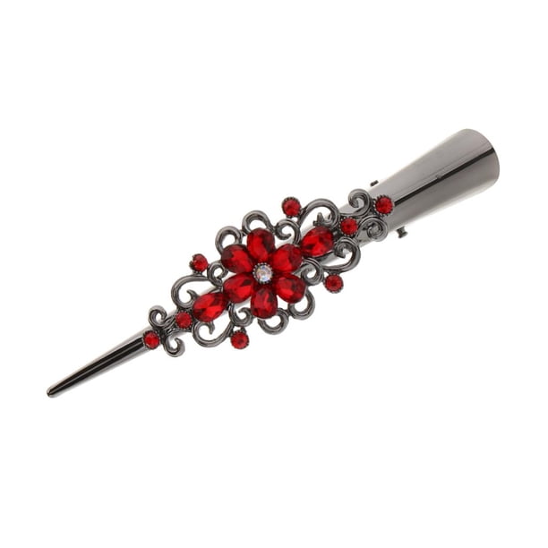 Pinzas para el pelo con cristales de imitación para mujer, pinzas para el pelo de cocodrilo, horquillas para el pelo, broche para el pelo rojo