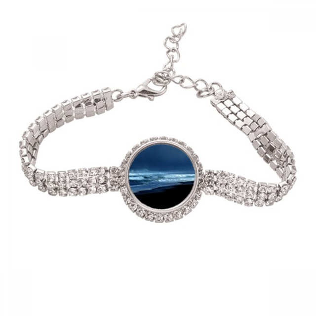Ocean Sky Water Beach ciencia naturaleza foto Pulsera de tobillera de cadena de tenis, joyería de diamantes