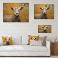 thumbnail image 4 of Designart "Beige Beauty Encaustic Yellow Sheep I" Animals Print on Natural Pine Wood, 4 of 5