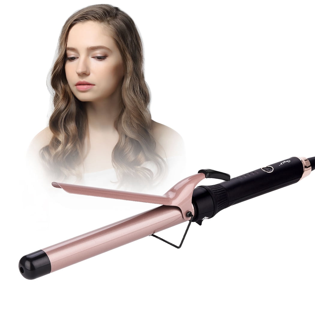 CkeyiN Hair Curling Wands, Professional Hair Iron with Ceramic Barrel Stylish Curling Iron for Long & Short Hair Quick Heat, 5 Level Temperature Adjustment - Champagne