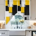 thumbnail image 4 of Yellow Black Patchwork Swag Curtain Valance for Windows, Abstract Retro Art Window Treatments Short Swag Topper for Kitchen Windows Bathroom Bedroom, 36"x45", 4 of 8