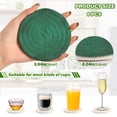 thumbnail image 3 of Haosy Set of 6 Drink Woven Coaster with Holder Heat Resistant Non-Slip Bar Coasters 4 Inches Emerald Green with Golden Glitter, 3 of 7