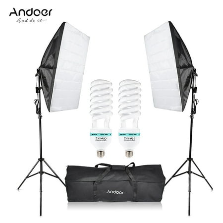 Photography Studio Cube Umbrella Softbox Light Lighting Tent Kit Photo Video Equipment 2 * 135W Bulb 2 * Tripod Stand 2 * Softbox 1 * Carrying Bag for Portrait