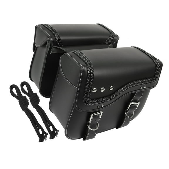 Unique Bargains 1 Pair Motorcycle Saddle Bag Cycling Storage Bag Waterproof Faux Leather