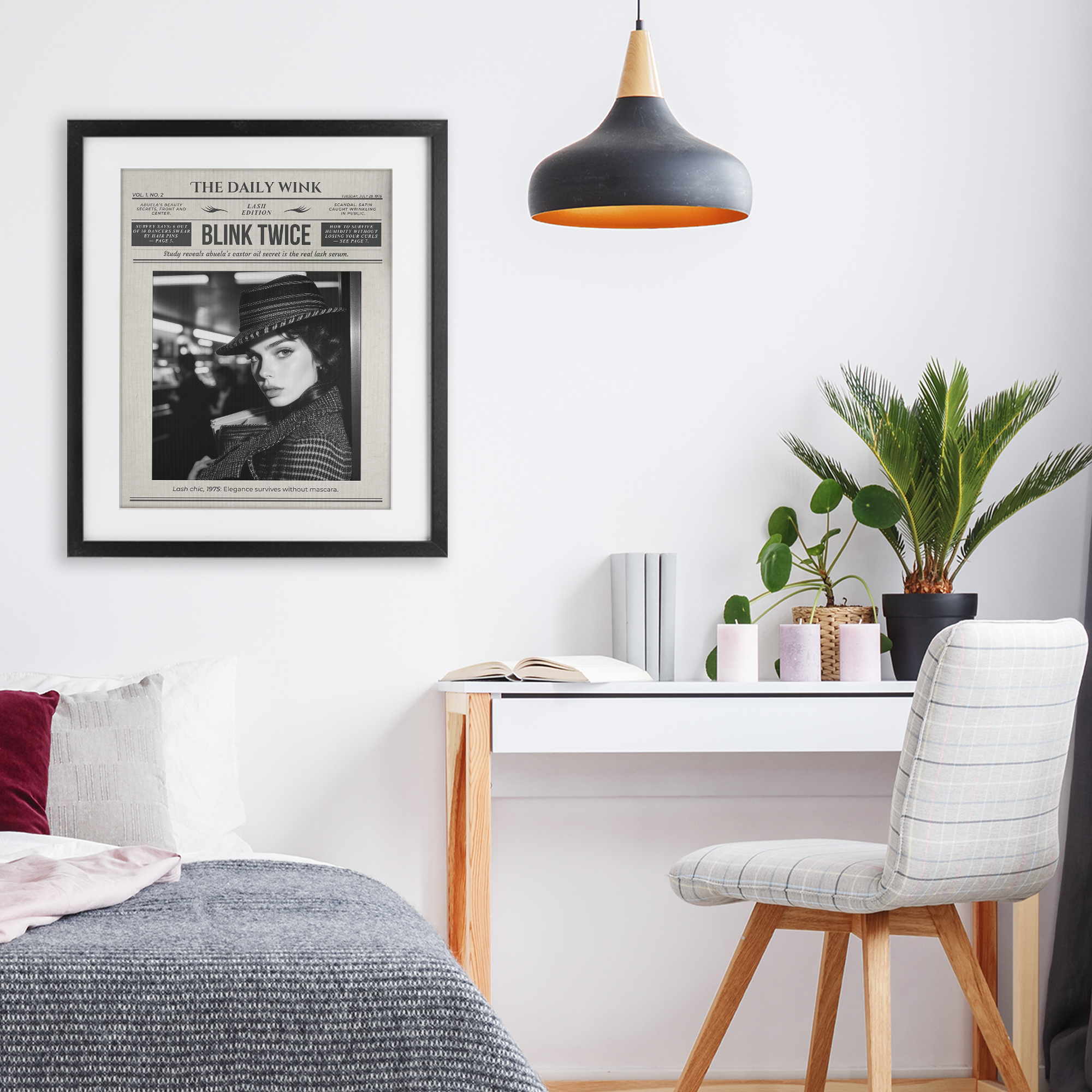 The Daily Wink Magazine Black Framed Print Under Glass, design by A Barefoot Stylist