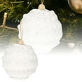 thumbnail image 2 of 3Pcs 8CM Glitter Striped Glass Christmas Ornaments - Macaron Cake Pattern Xmas Tree Decorations, Shatterproof Hanging Pendants for Holiday Home & Party Decor, 2 of 5