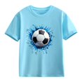 thumbnail image 4 of ITSAME T-Shirts for Boys, Round Neck Football Print Short Sleeve Kids Fashion Casual Tops Light Blue Size 9-10, 4 of 7
