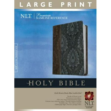 Premium Slimline Reference Bible NLT, Large Print, TuTone (Red Letter, LeatherLike, Dark Brown/Dusty (Best Lines In The Bible)