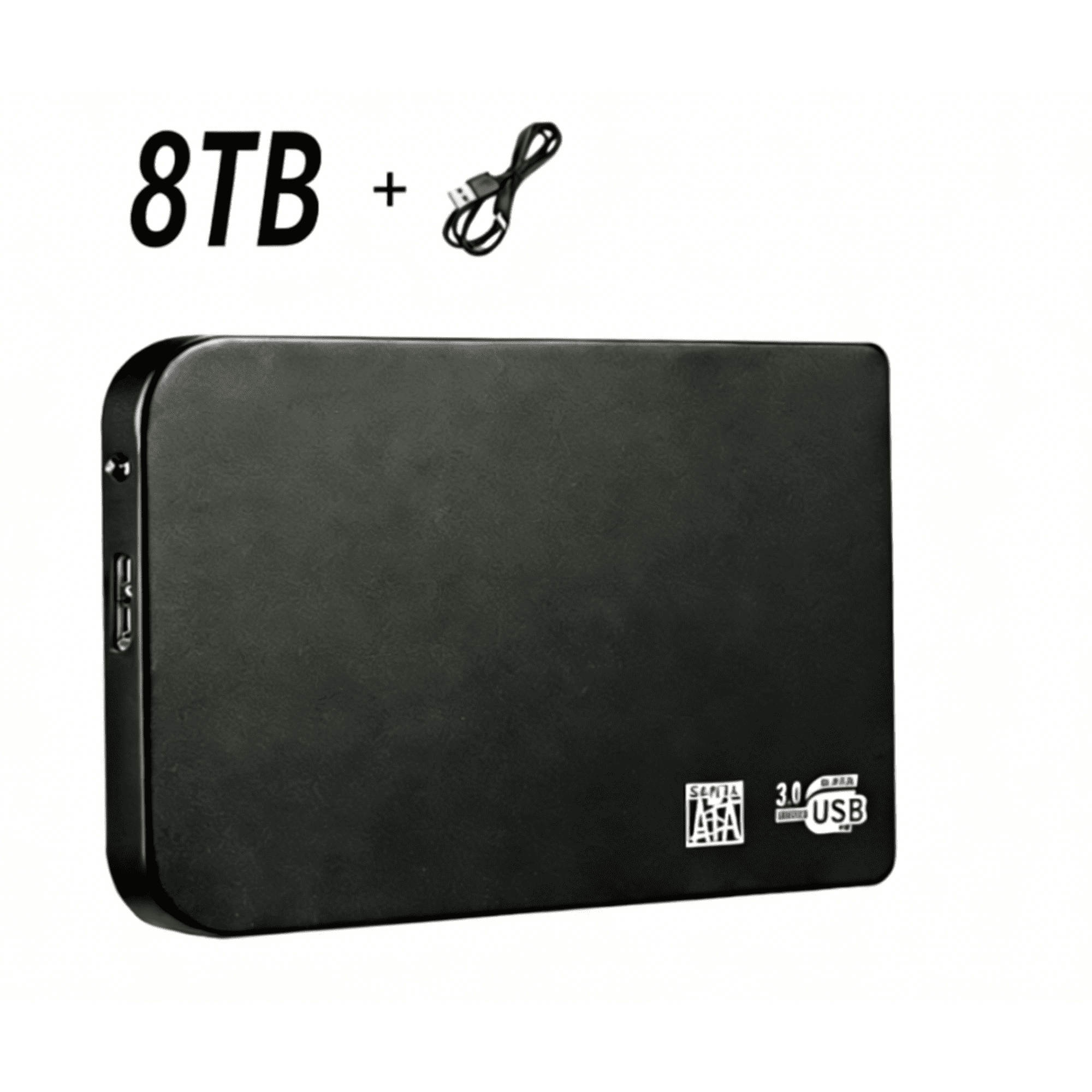 Hent 8TB External USB Hard Drive — Portable Mobile Storage & Backup, Ultra-Slim Memory Expansion Device (USB 3.0) — Compatible with PC, Mac, and Laptops (Black)