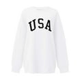 thumbnail image 3 of USA Graphic Sweatshirts for Women 2025 Long Sleeve Crewneck Drop Shoulder Sweatshirt Pullover Tops Fall Winter Outfits, 3 of 5