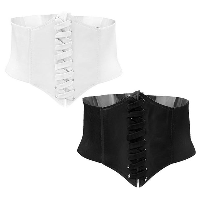 Cinturón de cinturo con Hebilla Elástica de material cuero Sintético para Mujer de 2 Piezas