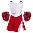 thumbnail image 3 of YONGHS Kids Girls Cheer Leader Outfit Cheerleading Dance Dress with Shorts Pom Poms Red 8, 3 of 7