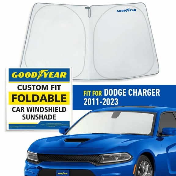 Goodyear Foldable Windshield SunShade for Dodge Charger 2011-2023, Car Accessories, Sunshade Cover, Sun Shade Car Windshield, Window Sun Blocker - GY008339