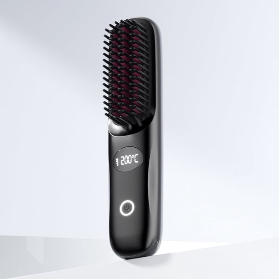 Multifunctional cordless Hair Straightener Brush, Curling Iron, Easy Design, 3-Level Temperature Adjustment, Suitable for Straight And Curly Hair Styling, Fast Heating, LED Display, USB Charging