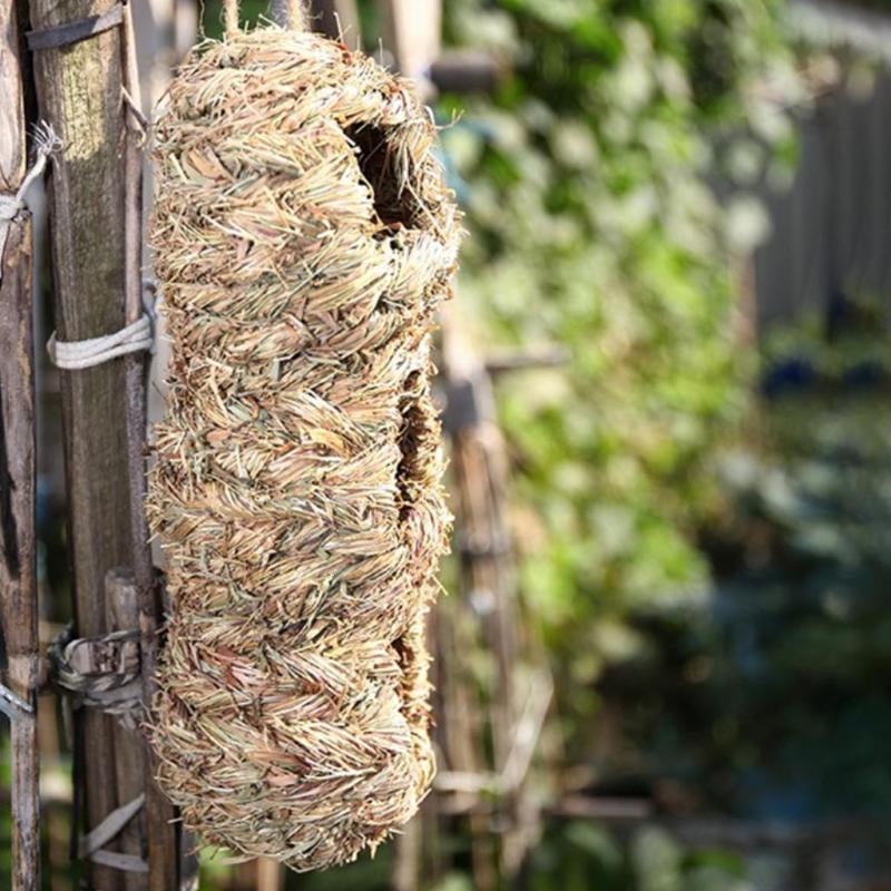 Peanut Shape Hanging Handwoven Straws Finch Bird Nest House Breeding Cave 