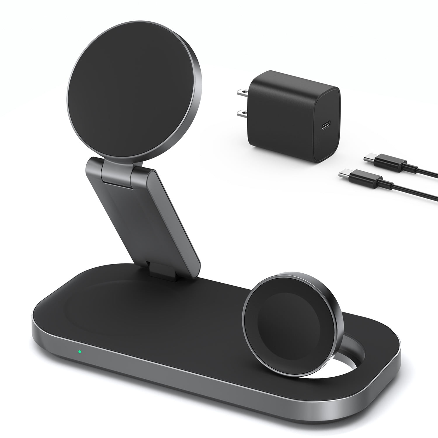 Waloo Foldable 3 in 1 Wireless Charging Station for Apple Magsafe Charger Stand, for iPhone 17 Air 16 15 14 13 12 Series, Airpods Pro ,Apple Watch
