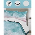 thumbnail image 4 of Quilts Twin Size, Pink Turquoise Ombre Soft Comforter Bedding Set for Bed, Abstract Beach Waves Gradient Lightweight Quilted Bedspread with Pillow Cover(2 Pieces) for All Season, 68x86 Inch, 4 of 6