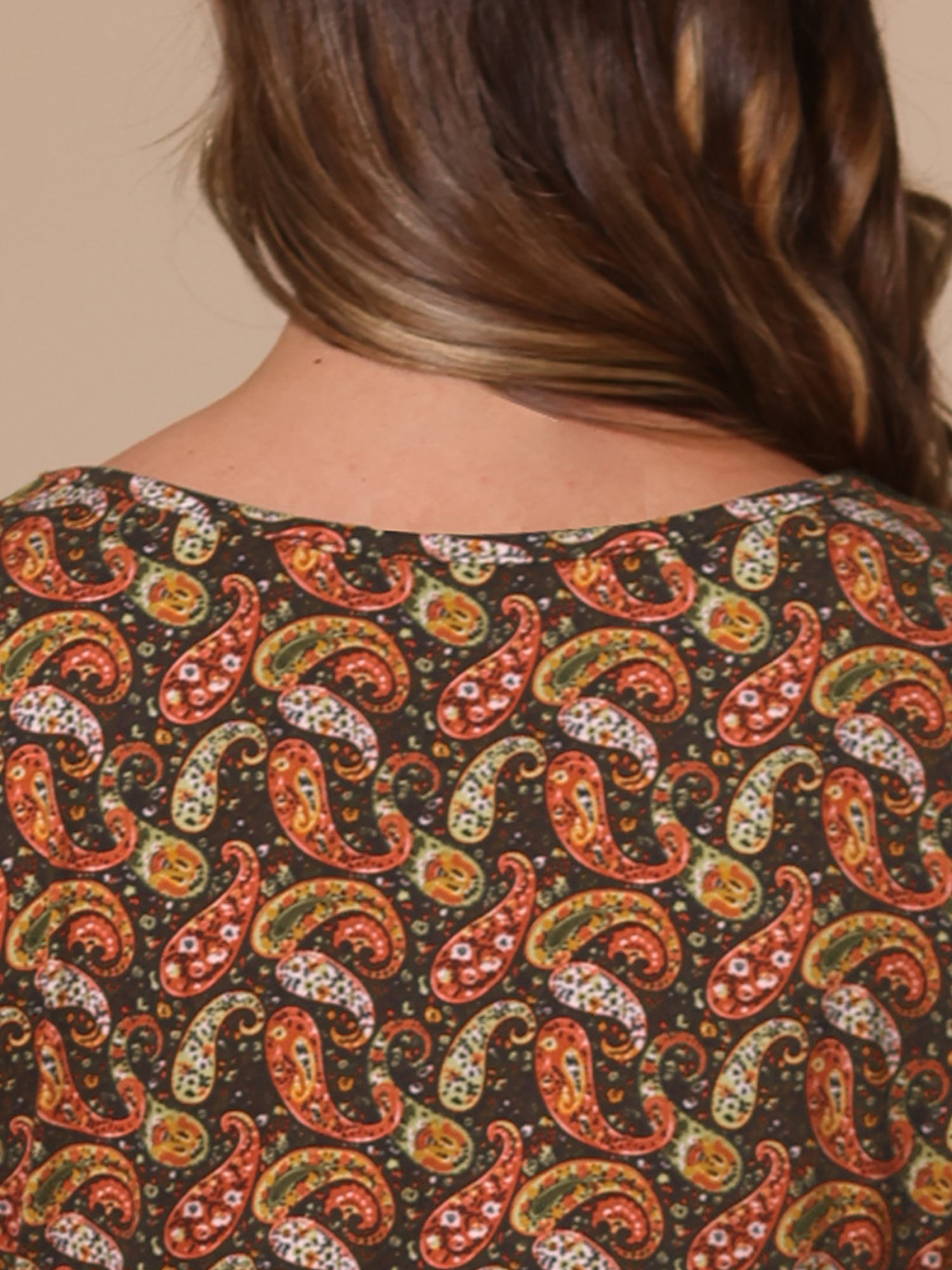 DARING DIVA Women's Halloween Costume 1/2 Sleeve Floral Top M Coffee-Paisley