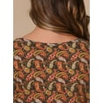 thumbnail image 5 of DARING DIVA Women's Halloween Costume 1/2 Sleeve Floral Top S Coffee-Paisley, 5 of 6