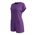 thumbnail image 7 of Women's Romper Short Sleeve Jumpsuit with Pockets Solid Wide Leg Shorts Playsuits Ladies Summer Loose Lightweight Plain Daily Wear for Swim Beach Party Jumpsuits Purple XXL, 7 of 7