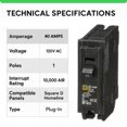 thumbnail image 2 of Interruptor termomagnético FalconSupply HOM140 de 40 A, 120 V, un polo, 2 of 8