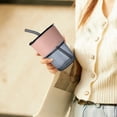 thumbnail image 1 of Vaso de vidrio transparente con pajilla 420 ml | Taza de agua para oficina con tapa, pajilla reutilizable y funda aislante | Resistente al calor, portátil, diseño moderno para bebidas calientes o, 1 of 6