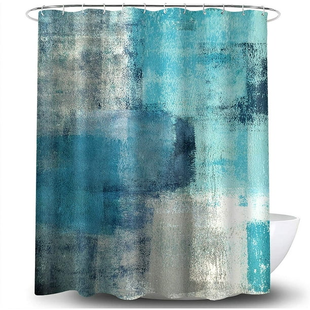 Iguohao Teal Shower Curtain Turquoise Contemporary Artwork Home Bathroom Decor Fabric Waterproof 72 X 72 Inches Set With Hooks Blue Grey Other 72 X 72