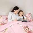 thumbnail image 4 of Castle Fairy Kawaii Ballet Girl Twin Comforter Sets 2pcs,Flying Butterfly Pink Rose Bedding Set,Pink Reversible,1 Comforter and 1 Pillowcase, 4 of 6
