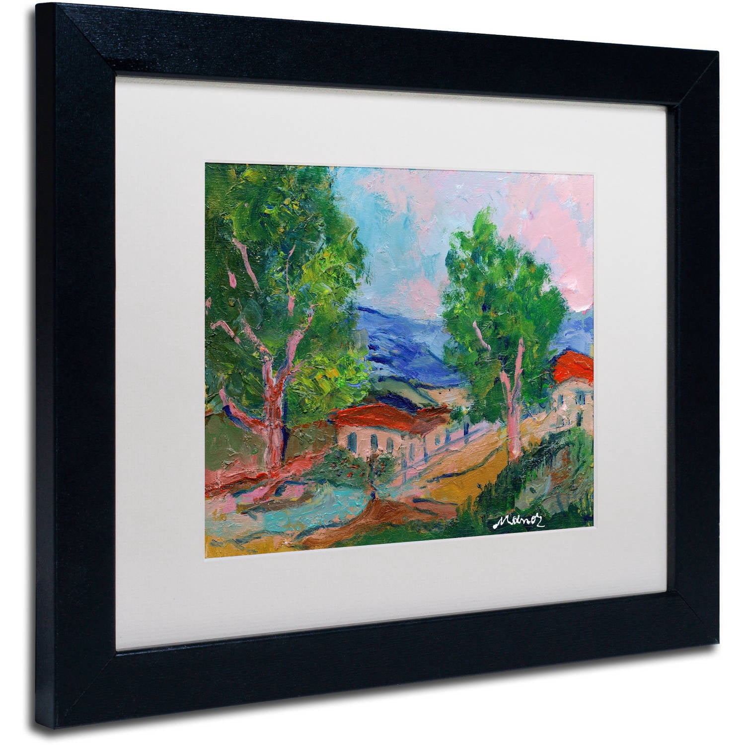 Trademark Fine Art "Tree Valley" Canvas Art by Manor Shadian White Matte, Black Frame